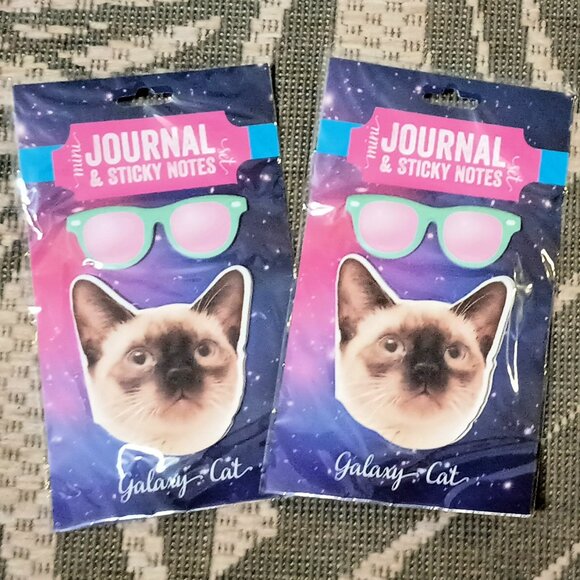Copy ~ NWT ~ 2 Packages of Mini Journal & Sticky Notes Galaxy Cat Set - Picture 2 of 3